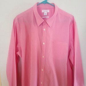Calvin Klein Slim-Fit Pink-White Dress Shirt - XL